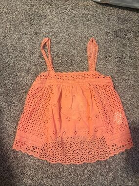 Francesca's Collections Coral Eyelet Tank Top